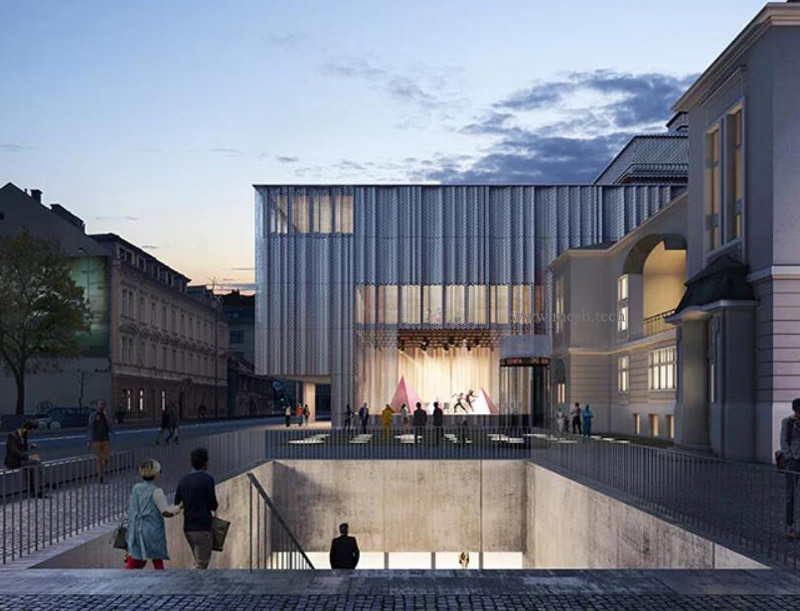 夜幕下的穿孔铝板建筑-穿孔铝板批发厂家